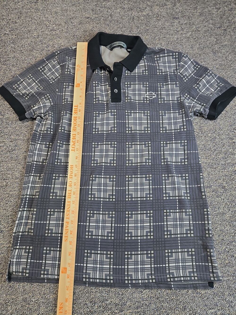 Harley Davidson Mens Slim Fit Polo Gray Geometric Pattern Large